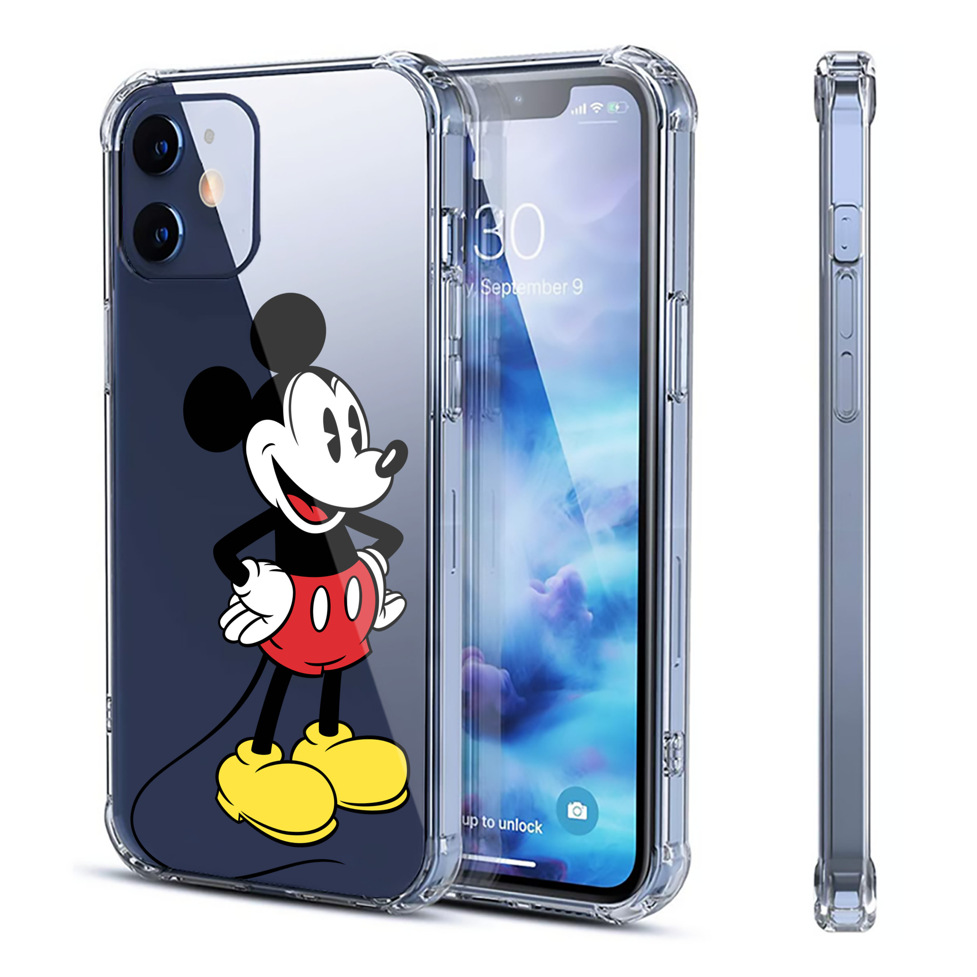 （画像用） ミッキーマウス Mickey Mouse 【iPhone 12シリーズ対応】透明スマホケース（クリアソフトケース）